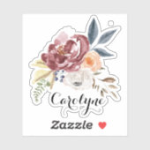 Aquareller Herbst Florals Individuelle Name Aufkleber (Blatt)