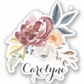 Aquareller Herbst Florals Individuelle Name Aufkleber (Vorderseite)