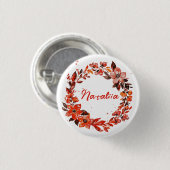 Aquareller Herbst Florals Individuelle Name Button (Vorne & Hinten)