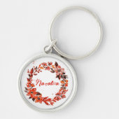 Aquareller Herbst Florals Individuelle Name Schlüsselanhänger (Vorne)