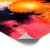 Aquareller Hintergrund mit Sonne und Splint Poster (Ecke)