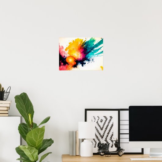Aquareller Hintergrund mit Sonne und Splint Poster (Heimbüro)