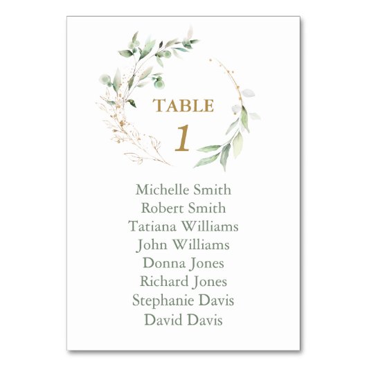 Aquareller Hochzeitsdiagramm Tischnummer (Vorderseite)