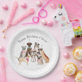 Aquareller Hund Happy Birthday Papierplatte Pappteller (Party)