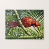 Aquareller Kardinal in einer Palme Puzzle (Horizontal)