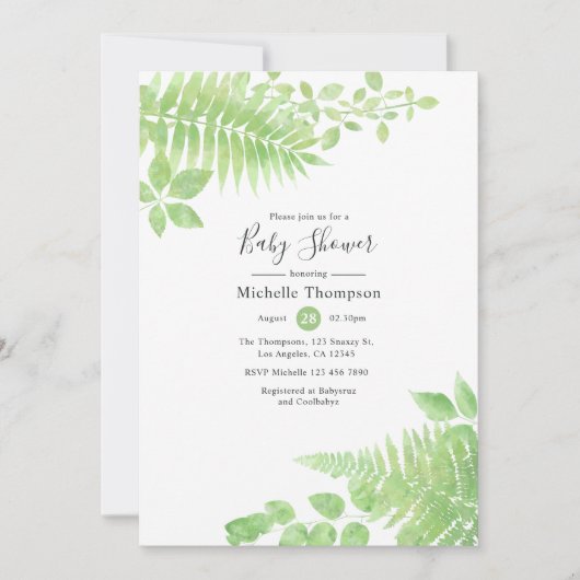 Aquareller Kinderdusche Einladung (Vorderseite)