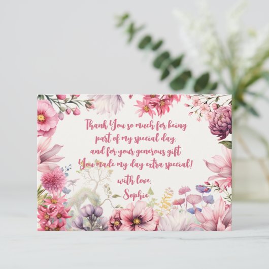 Aquareller-Kindergeburtstag im Garten Dankeskarte (Stehend Vorderseite)