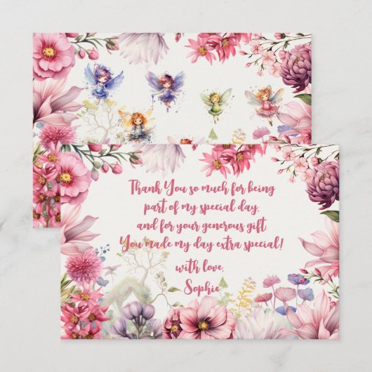 Aquareller-Kindergeburtstag im Garten Dankeskarte (Vorne/Hinten)