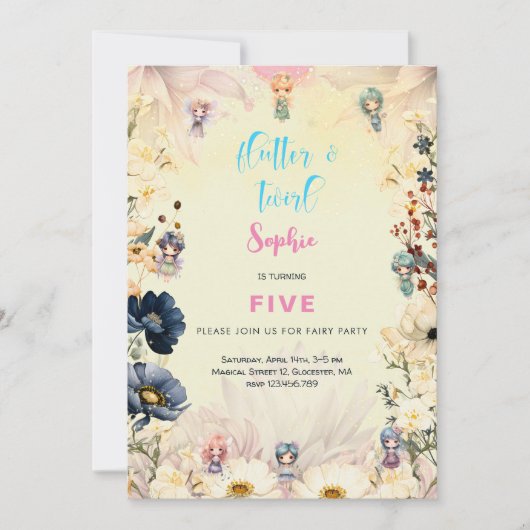 Aquareller-Kindergeburtstag im Garten Einladung (Vorderseite)