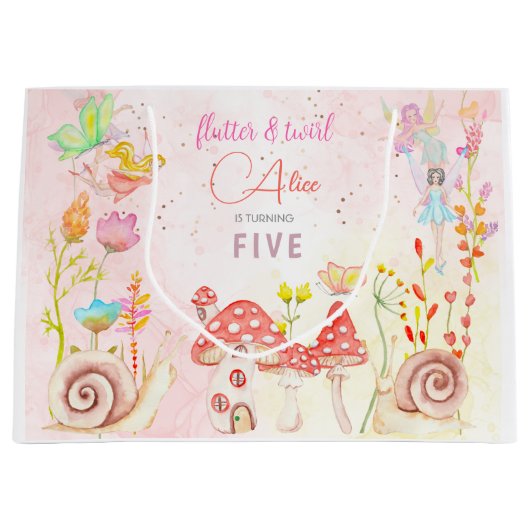 Aquareller-Kindergeburtstag im Garten Große Geschenktüte (Vorderseite)