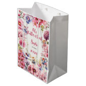 Aquareller-Kindergeburtstag im Garten Mittlere Geschenktüte (Vorderseite Schrägansicht)