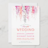 Aquareller Korallenkoralle Rosa Hochzeit Einladung (Vorderseite)