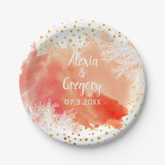 Aquareller Korallenriff Goldmedaille Konfetti Hoch Pappteller (Vorderseite)