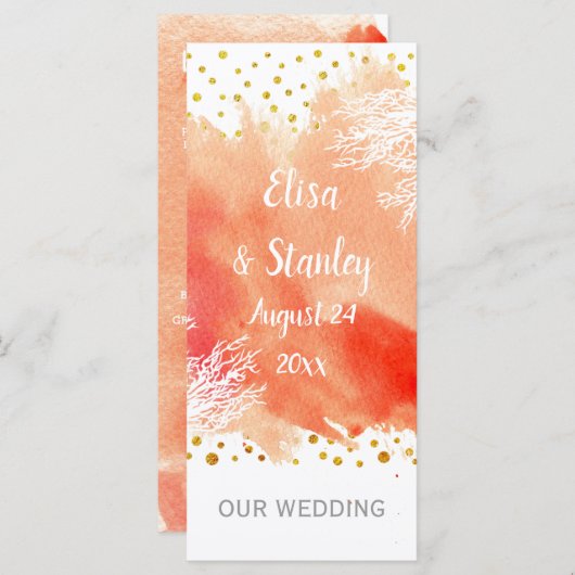 Aquareller, Korallenriff Hochzeitsprogramm Programm (Vorne/Hinten)