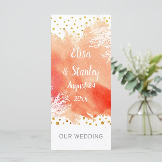 Aquareller, Korallenriff Hochzeitsprogramm Programm (Stehend Vorderseite)