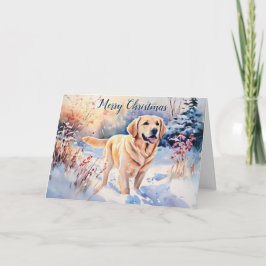 Aquareller Labrador Hund im Schnee Frohe Weihnacht Karte