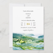 Aquareller Landschaft Küstenfelsenstrand Hochzeit Einladung (Vorderseite)