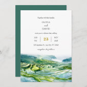 Aquareller Landschaft Küstenfelsenstrand Hochzeit Einladung (Vorne/Hinten)