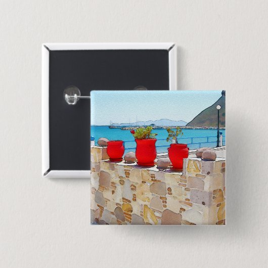 Aquareller Meerblick Button (Vorne & Hinten)