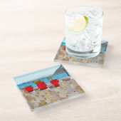 Aquareller Meerblick Glasuntersetzer (Schrägansicht)