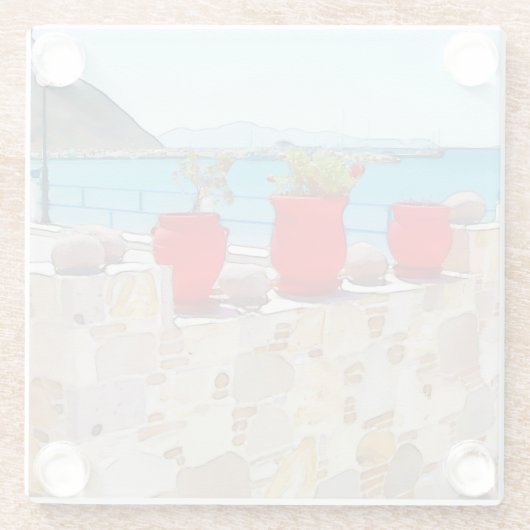 Aquareller Meerblick Glasuntersetzer (Rückseite)