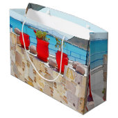Aquareller Meerblick Große Geschenktüte (Rückseite Schrägansicht)
