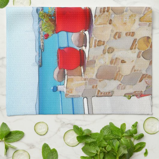 Aquareller Meerblick Handtuch (Gefaltet)