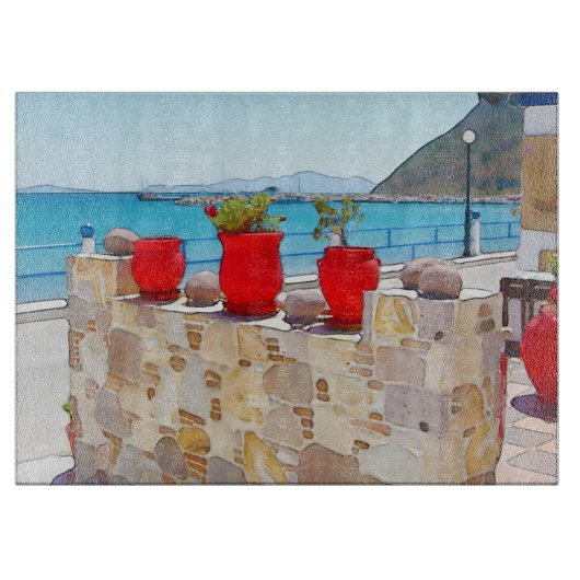 Aquareller Meerblick Schneidebrett (Vorderseite)