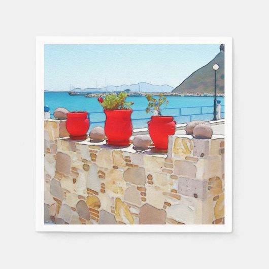 Aquareller Meerblick Serviette (Vorderseite)