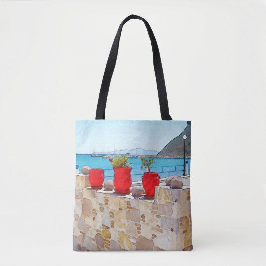 Aquareller Meerblick Tasche (Vorderseite)