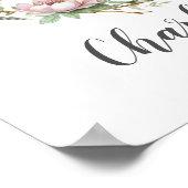 Aquareller mit rosa Blume und Federn Poster (Ecke)