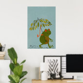 Aquareller, moderner grüner Frosch und Blätter (Re Poster (Heimbüro)