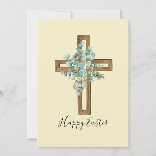 Aquareller Oster Rustikales Kreuz und Eukalyptus (Vorderseite)