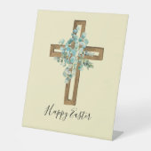 Aquareller Oster Rustikales Kreuz und Eukalyptus Sockelschild (Vorderseite)