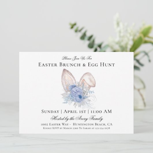 Aquareller Osterbrunch Ei Hunt Einladung (Stehend Vorderseite)