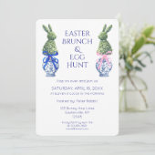 Aquareller Osterbrunch und Eierjagd Bunny Einladung (Stehend Vorderseite)