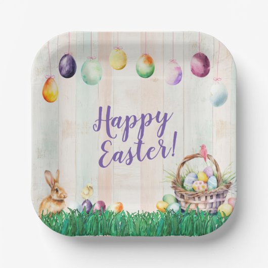 Aquareller Ostereier Party Pappteller (Vorderseite)