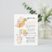 Aquareller Osterkaninchen Hoppy Hour Egg Hunt Postkarte (Stehend Vorderseite)