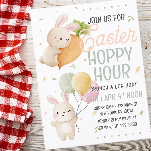 Aquareller Osterkaninchen Hoppy Hour Egg Hunt Postkarte