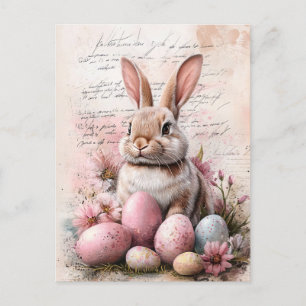 Aquareller Ostern Bunny Cfarbene Eier Postkarte