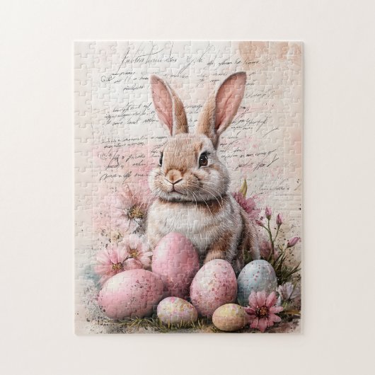 Aquareller Ostern Bunny Cfarbene Eier Puzzle (Vertikal)