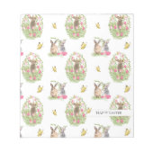 Aquareller Ostern Bunny Floral Ostereier Notizblock (Vorderseite)