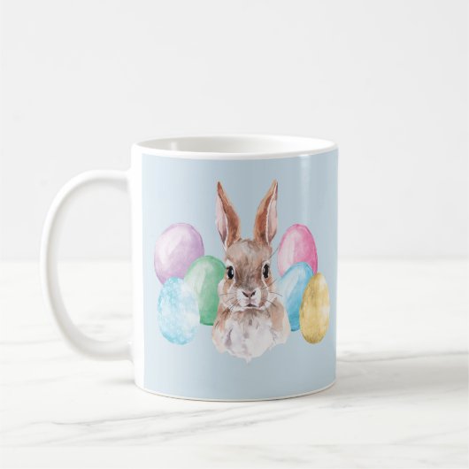 Aquareller Ostern Kaninchen mit Eiern Kaffeetasse (Links)