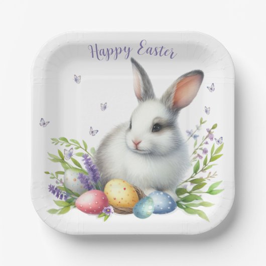 Aquareller Ostern Personalisiert Pappteller (Vorderseite)