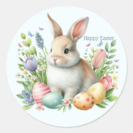 Aquareller Ostern Personalisiert Runder Aufkleber (Vorderseite)
