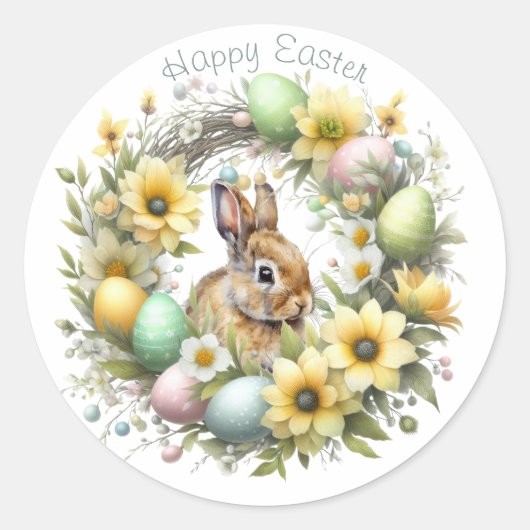 Aquareller Ostern Personalisiert Runder Aufkleber (Vorderseite)