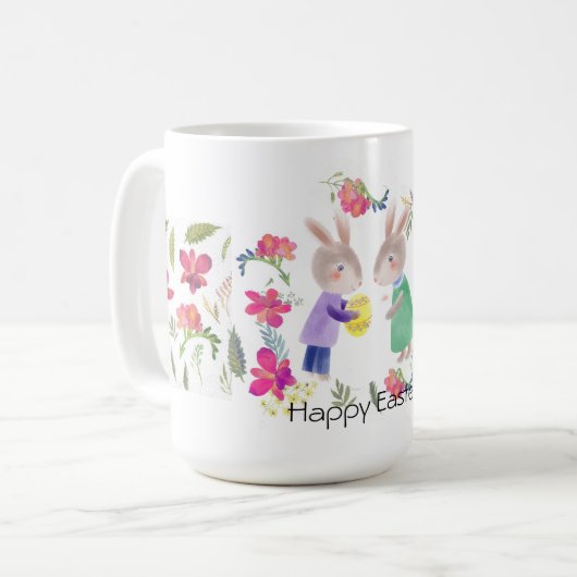 Aquareller Osterrabbyte und Ei Kaffeetasse (Vorderseite Links)