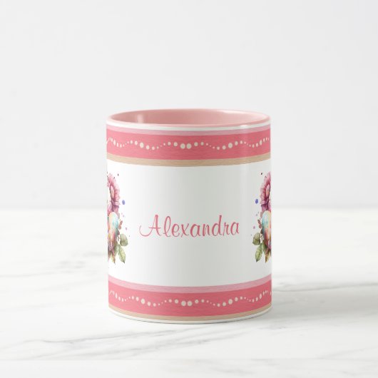 Aquareller Ostersonne Streifen Grenze Tasse (Zentrum)