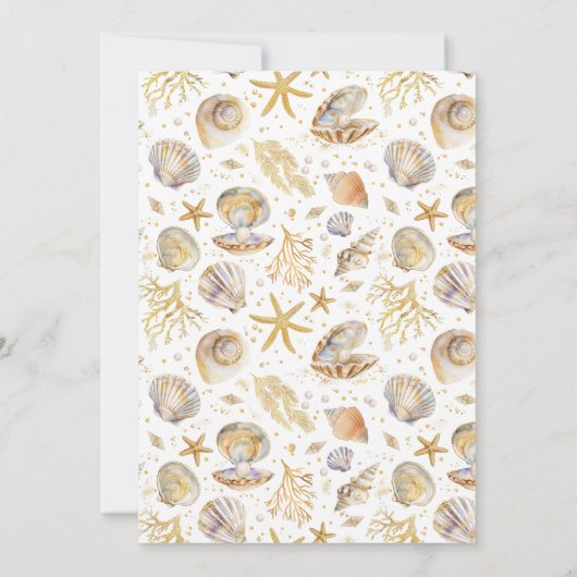 Aquareller Ozean Kleine Pearl Baby Dusche Einladung (Rückseite)