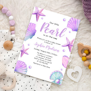 Aquareller Ozean Kleine Pearl Baby Dusche Einladung